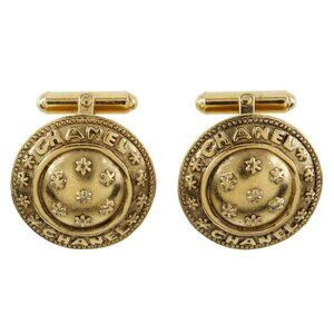 CHANEL logo cuffs flour vintage Plated Gold mens